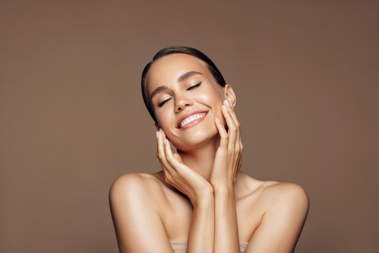 Spa model woman with healthy clear skin. Facial treatment, cosmetology and skin care concept